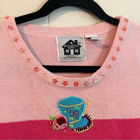 Storybook Knits Pink Beaded Sleeveless Blouse, Size 1X - Picture 2 of 6